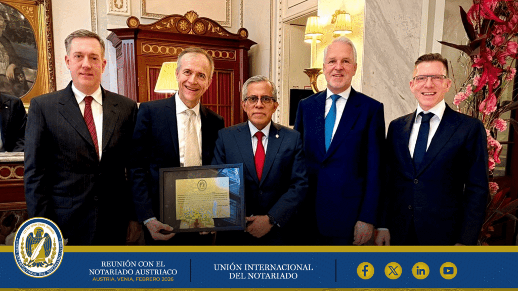 Le Président de l'UINl et les représentants du Notariat autrichien